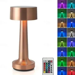 LED Table Lamp Dumbbell 16-Color Usb Rechargeable Hotel Desk Lamp Touch Dimming Restaurant Bar Atmosphere Lamp Retro Simple Lamp