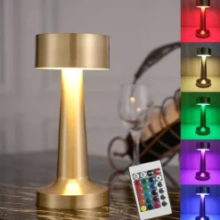 LED Table Lamp Dumbbell 16-Color Usb Rechargeable Hotel Desk Lamp Touch Dimming Restaurant Bar Atmosphere Lamp Retro Simple Lamp