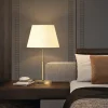 LED Table Lamp Gold Brass Fabric Modern Warm White Bedside Table Lamp Applicable to Living Room Bedroom Office Bedside Cabinet and Bookcase 110-240V
