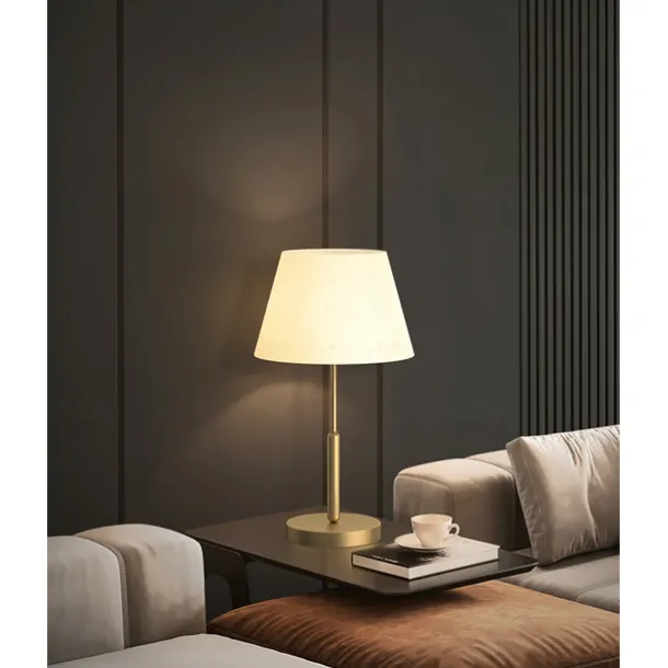 LED Table Lamp Gold Brass Fabric Modern Warm White Bedside Table Lamp Applicable to Living Room Bedroom Office Bedside Cabinet and Bookcase 110-240V