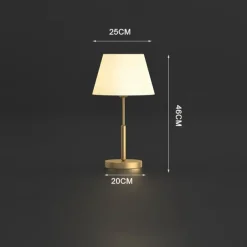 LED Table Lamp Gold Brass Fabric Modern Warm White Bedside Table Lamp Applicable to Living Room Bedroom Office Bedside Cabinet and Bookcase 110-240V