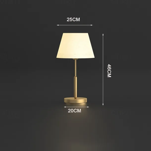 LED Table Lamp Gold Brass Fabric Modern Warm White Bedside Table Lamp Applicable to Living Room Bedroom Office Bedside Cabinet and Bookcase 110-240V
