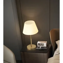 LED Table Lamp Gold Brass Fabric Modern Warm White Bedside Table Lamp Applicable to Living Room Bedroom Office Bedside Cabinet and Bookcase 110-240V