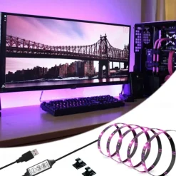 LED TV Background Waterproof Light Strip 1-5M Color RGB 5050 Color Changing LED Light Flexible Color Changing Strip With 5V USB Cable and Mini Controller Suitable for Bedroom Party and Home Decoration