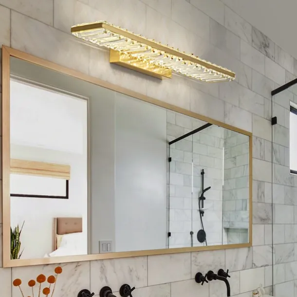 LED Vanity Light Crystal Waterproof IP20 20W Mirror Light Modern White Minimalist Bathroom Light Fixture Aluminum Iron Bathroom Wall Sconce Wall Mount Lighting Fixture