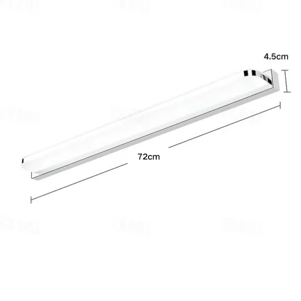 LED Vanity Light Mirror Front Lamp Stainless Steel Mirror Headlight 28.3in 16W Led Bathroom Makeup Lamp Moistureproof Simple Acrylic