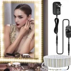 LED Vanity Mirror Light Kit 2-5 Meters Bendable without Cutting Vanity Table Vanity Mirror Dressing Room Dimmable Flexible Strip Kit with Dimmer and Power Supply Mirror not Included