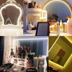 LED Vanity Mirror Light Kit 2-5 Meters Bendable without Cutting Vanity Table Vanity Mirror Dressing Room Dimmable Flexible Strip Kit with Dimmer and Power Supply Mirror not Included
