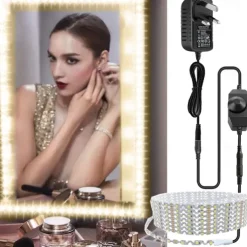LED Vanity Mirror Light Kit 2-5 Meters Bendable without Cutting Vanity Table Vanity Mirror Dressing Room Dimmable Flexible Strip Kit with Dimmer and Power Supply Mirror not Included