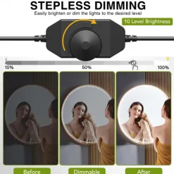 LED Vanity Mirror Light Kit 2-5 Meters Bendable without Cutting Vanity Table Vanity Mirror Dressing Room Dimmable Flexible Strip Kit with Dimmer and Power Supply Mirror not Included