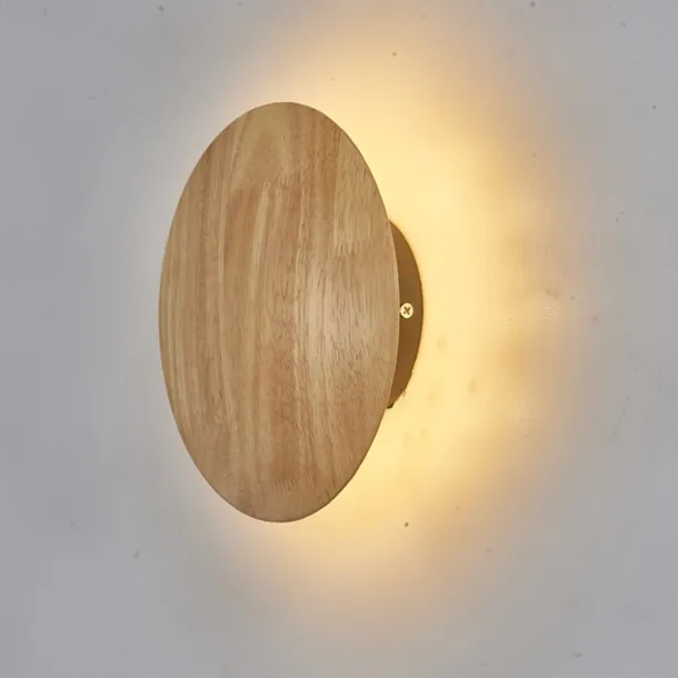 LED Wall Light Bedroom Bedside Lamp Round Design Wood for Living Room Background Wall Modern Corridor Balcony Study Creative Light Luxury Wall Lamp