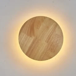 LED Wall Light Bedroom Bedside Lamp Round Design Wood for Living Room Background Wall Modern Corridor Balcony Study Creative Light Luxury Wall Lamp