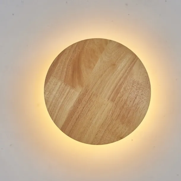 LED Wall Light Bedroom Bedside Lamp Round Design Wood for Living Room Background Wall Modern Corridor Balcony Study Creative Light Luxury Wall Lamp