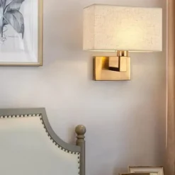 LED Wall Light Modern Cloth Fabric Shade Double Arm Wall Lamps Bedside Wall Lights Metal Sconce 110-240V