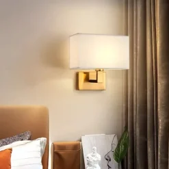 LED Wall Light Modern Cloth Fabric Shade Double Arm Wall Lamps Bedside Wall Lights Metal Sconce 110-240V