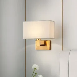 LED Wall Light Modern Cloth Fabric Shade Double Arm Wall Lamps Bedside Wall Lights Metal Sconce 110-240V