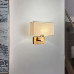 LED Wall Light Modern Cloth Fabric Shade Double Arm Wall Lamps Bedside Wall Lights Metal Sconce 110-240V