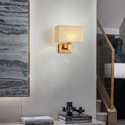 LED Wall Light Modern Cloth Fabric Shade Double Arm Wall Lamps Bedside Wall Lights Metal Sconce 110-240V