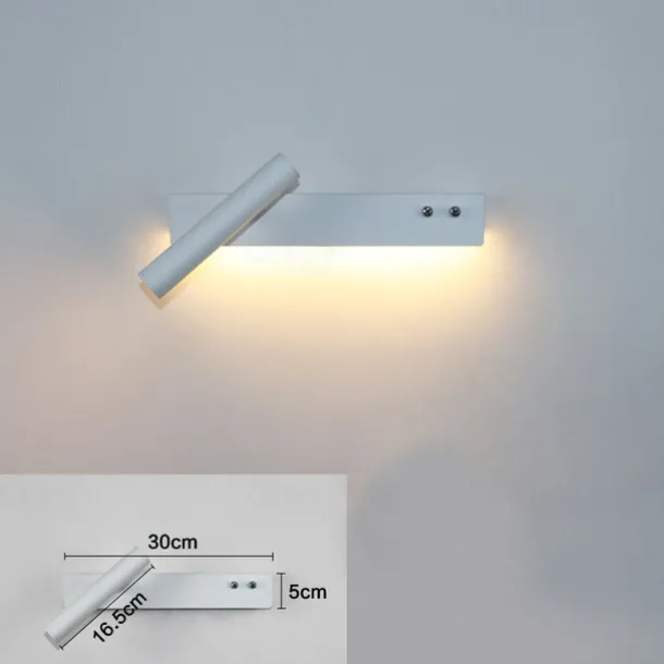 LED Wall Lights Indoor Adjustable Wall Lights with Switch Lighting Fixture Lamps Warm White Wall Lighting for Bedroom Study Office 110-240V