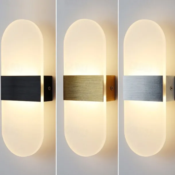 LED Wall Sconce 2-Color Light Source 10cm 5W Nordic Style IP54 Aluminum Acrylic Indoor Wall Lamps Lighting for Bedroom Bathroom Living Room Hallways 85-265V