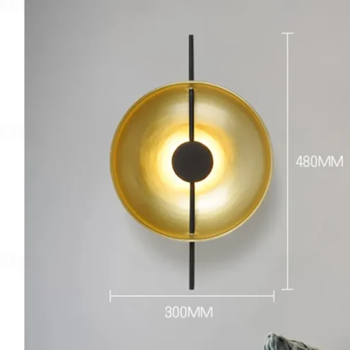 LED Wall Sconce Copper Circle Design Indoor Wall Light Fixtures for Living Room Bedroom 3000K E26 Metal Bathroom Lighting