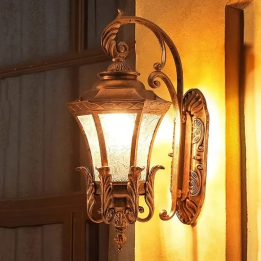 LED Wall Sconce Lighting Fixture Antique Wall Sconce Lantern External Waterproof Rustproof Aluminum Glass Lantern Wall Lamp Lantern Courtyard Garden Balcony Villa Decorative Lights