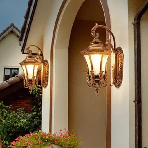 LED Wall Sconce Lighting Fixture Antique Wall Sconce Lantern External Waterproof Rustproof Aluminum Glass Lantern Wall Lamp Lantern Courtyard Garden Balcony Villa Decorative Lights