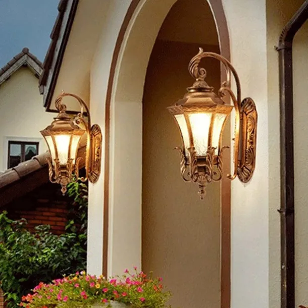 LED Wall Sconce Lighting Fixture Antique Wall Sconce Lantern External Waterproof Rustproof Aluminum Glass Lantern Wall Lamp Lantern Courtyard Garden Balcony Villa Decorative Lights