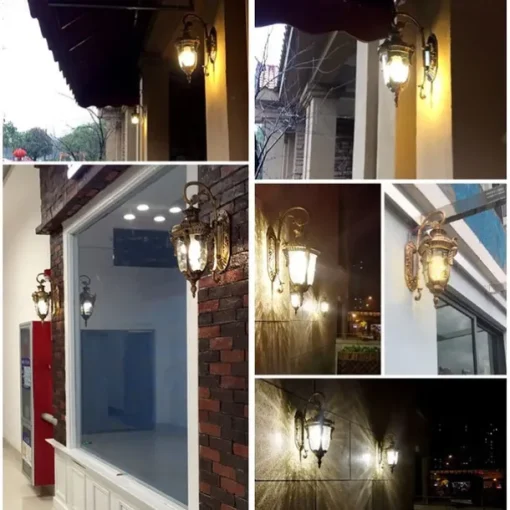 LED Wall Sconce Lighting Fixture E27 Antique Wall Sconce Lantern External Waterproof Rustproof Aluminum Glass Lantern Wall Lamp Lantern Courtyard Garden Balcony Villa Decorative Lights 110-240V