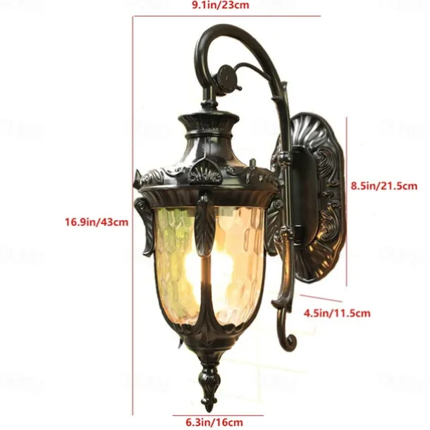 LED Wall Sconce Lighting Fixture E27 Antique Wall Sconce Lantern External Waterproof Rustproof Aluminum Glass Lantern Wall Lamp Lantern Courtyard Garden Balcony Villa Decorative Lights 110-240V