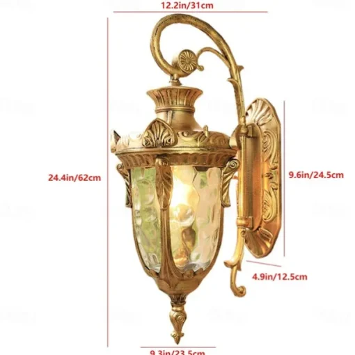 LED Wall Sconce Lighting Fixture E27 Antique Wall Sconce Lantern External Waterproof Rustproof Aluminum Glass Lantern Wall Lamp Lantern Courtyard Garden Balcony Villa Decorative Lights 110-240V