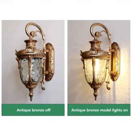 LED Wall Sconce Lighting Fixture E27 Antique Wall Sconce Lantern External Waterproof Rustproof Aluminum Glass Lantern Wall Lamp Lantern Courtyard Garden Balcony Villa Decorative Lights 110-240V