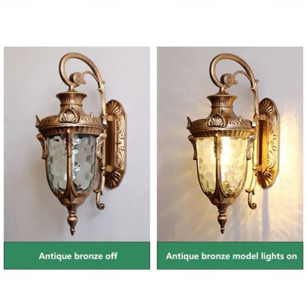 LED Wall Sconce Lighting Fixture E27 Antique Wall Sconce Lantern External Waterproof Rustproof Aluminum Glass Lantern Wall Lamp Lantern Courtyard Garden Balcony Villa Decorative Lights 110-240V