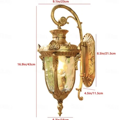 LED Wall Sconce Lighting Fixture E27 Antique Wall Sconce Lantern External Waterproof Rustproof Aluminum Glass Lantern Wall Lamp Lantern Courtyard Garden Balcony Villa Decorative Lights 110-240V