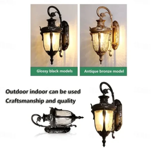LED Wall Sconce Lighting Fixture E27 Antique Wall Sconce Lantern External Waterproof Rustproof Aluminum Glass Lantern Wall Lamp Lantern Courtyard Garden Balcony Villa Decorative Lights 110-240V