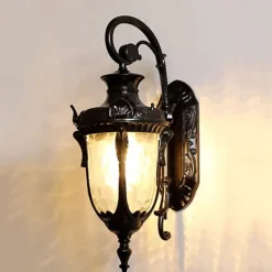 LED Wall Sconce Lighting Fixture E27 Antique Wall Sconce Lantern External Waterproof Rustproof Aluminum Glass Lantern Wall Lamp Lantern Courtyard Garden Balcony Villa Decorative Lights 110-240V