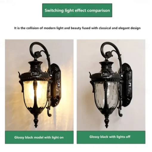 LED Wall Sconce Lighting Fixture E27 Antique Wall Sconce Lantern External Waterproof Rustproof Aluminum Glass Lantern Wall Lamp Lantern Courtyard Garden Balcony Villa Decorative Lights 110-240V