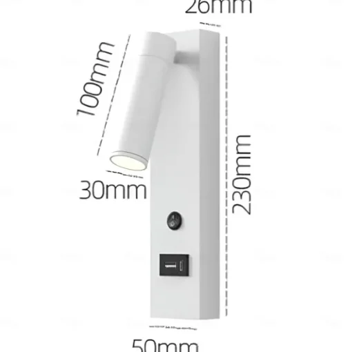 LED Wall Sconce with USB Charging Port Wall Mounted Reading Lamp Bedside Button Switch Wall Lighting Indoor Wall Lights