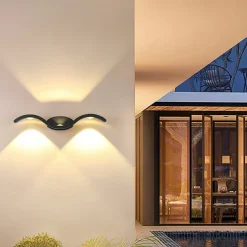 LED Wall Sconces Up Down Waterproof IP65 LED Wall Light Art Decor LED Wall Lamp Indoor Outdoor for Bedroom Bathroom Living Room Corridor Stairs Porch Warm White 110-240V