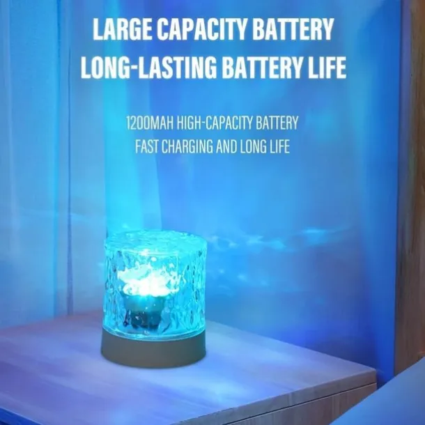 LED Water Ripple Ambient Night Light USB Rechargeable Rotating Projection RGB Crystal Table Lamp With Remote Control Dimmable Color Change For The Bedroom Bedside Playroom Children's Gifts