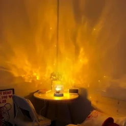 LED Water Ripple Ambient Night Light USB Rechargeable Rotating Projection RGB Crystal Table Lamp With Remote Control Dimmable Color Change For The Bedroom Bedside Playroom Children's Gifts