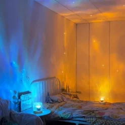 LED Water Ripple Ambient Night Light USB Rechargeable Rotating Projection RGB Crystal Table Lamp With Remote Control Dimmable Color Change For The Bedroom Bedside Playroom Children's Gifts