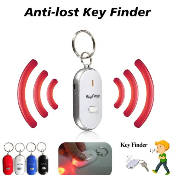 LED Whistle Key Finder Flashing Beeping Sound Control Alarm Anti-Lost Key Locator Finder Tracker with Key Ring