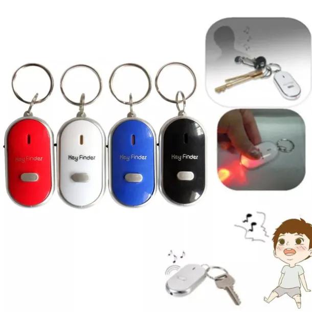 LED Whistle Key Finder Flashing Beeping Sound Control Alarm Anti-Lost Key Locator Finder Tracker with Key Ring
