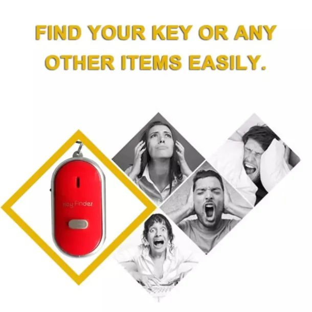 LED Whistle Key Finder Flashing Beeping Sound Control Alarm Anti-Lost Key Locator Finder Tracker with Key Ring