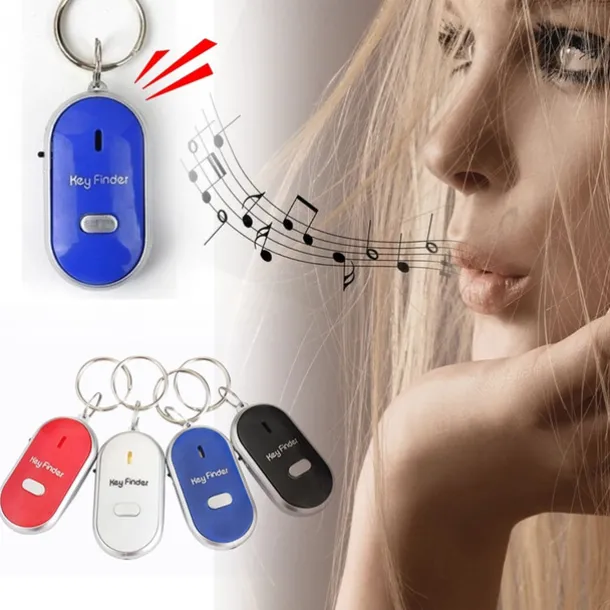 LED Whistle Key Finder Flashing Beeping Sound Control Alarm Anti-Lost Key Locator Finder Tracker with Key Ring