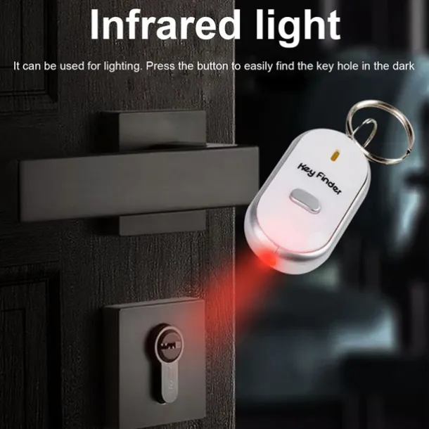 LED Whistle Key Finder Flashing Beeping Sound Control Alarm Anti-Lost Key Locator Finder Tracker with Key Ring