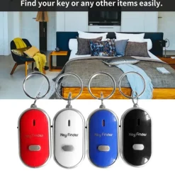 LED Whistle Key Finder Flashing Beeping Sound Control Alarm Anti-Lost Key Locator Finder Tracker with Key Ring