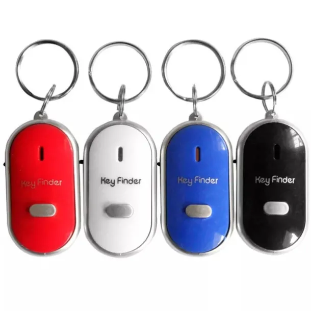 LED Whistle Key Finder Flashing Beeping Sound Control Alarm Anti-Lost Key Locator Finder Tracker with Key Ring