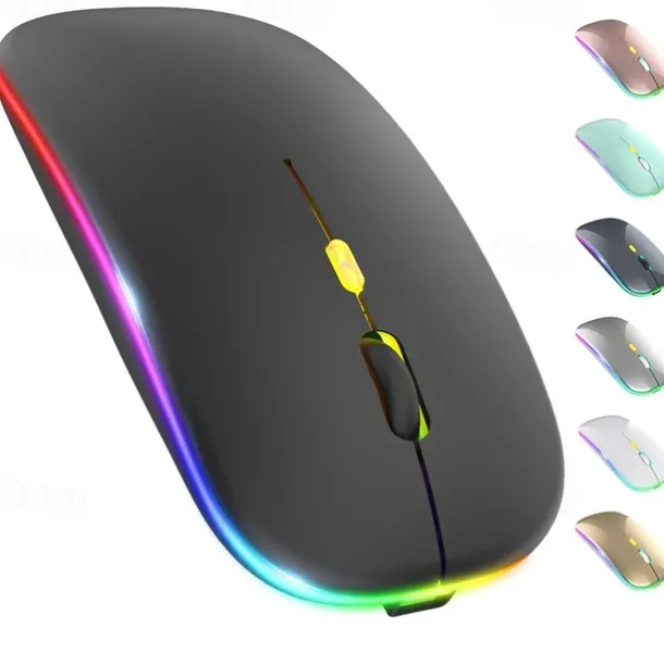 LED Wireless Mouse Slim Silent Mouse 2.4G Portable Mobile Optical Office Mouse with USB and Type-c Receiver 3 Adjustable DPI Levels for Laptop PC Notebook MacBook
